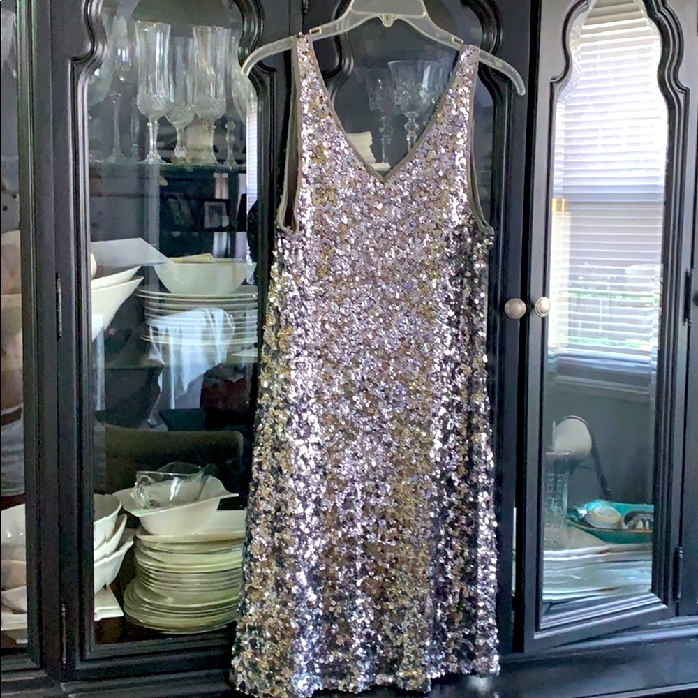 INC Silver metallic , never used mini dress